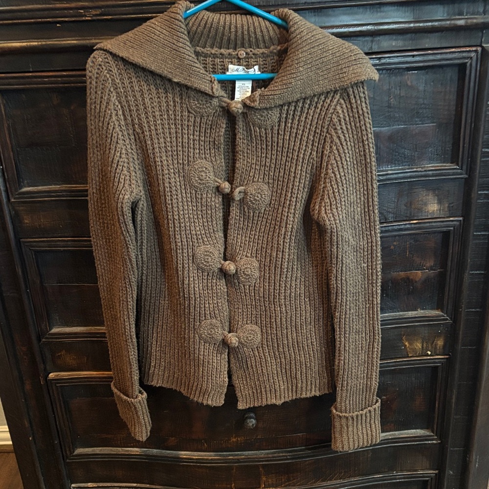 Elegant Brown Button-Up Cardigan Max Studio Specialty